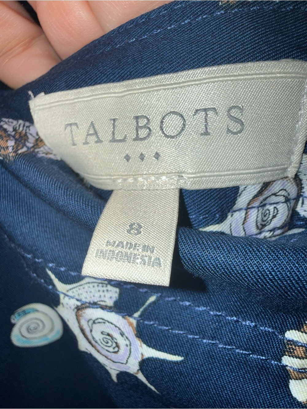Talbots Navy Shell-Print Skirt - Picture 2 of 5